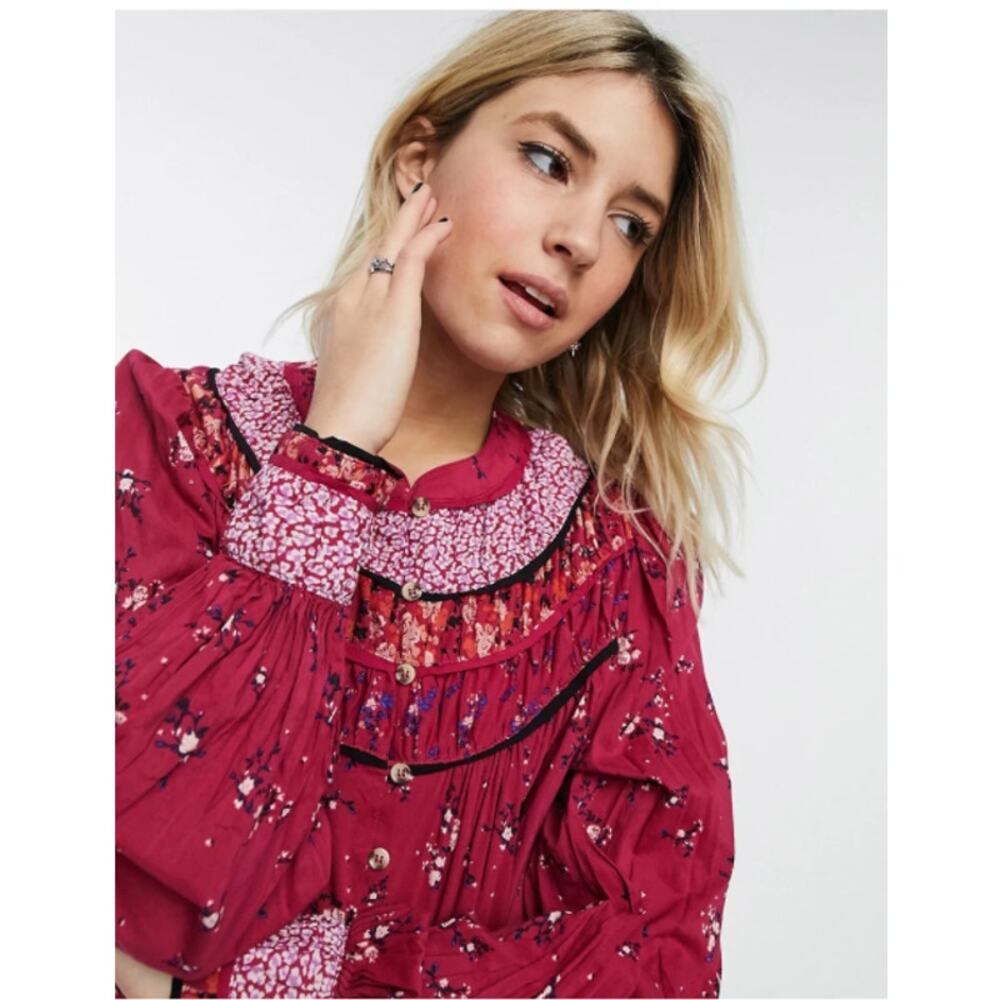 FREE PEOPLE NWT Paloma Multi Print Blouse // XS - Picture 2 of 14